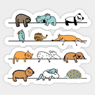 Funny lazy animals are sleeping Sticker